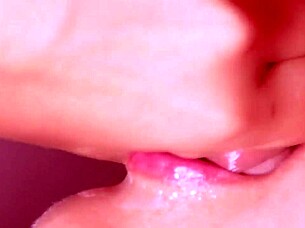 japanese babe gives intense blowjob close up