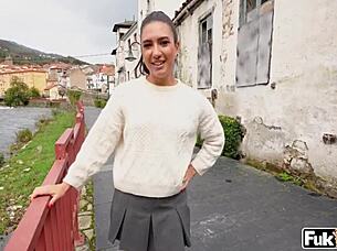 Lena coxx enjoys various positions in public setting