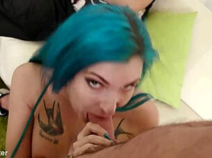 Alexxa Vice rides stranger's cock then blows it.