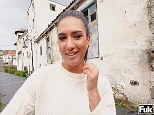 Lena coxx enjoys various positions in public setting