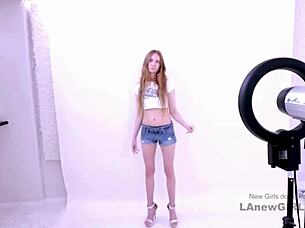 skinny blonde model in audition massage