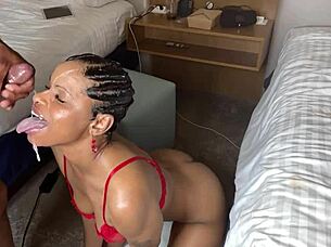 caramel takes a huge facial from a big cock like a legend