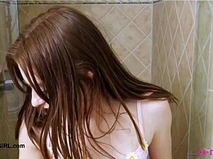 Cute teen 18+ takes a shower