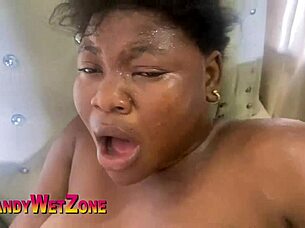 African guy fucks sexy ebony in raw interracial session