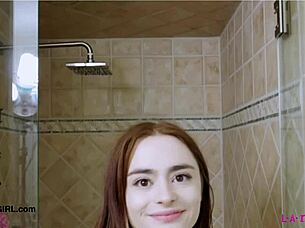 Cute teen 18+ takes a shower