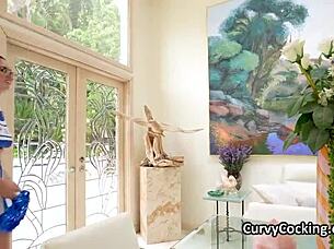 i see the trainer dive deep into that big tit cheerleader's wet pussy so hard