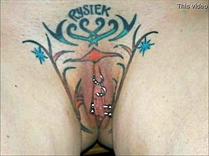 Crystal butterfly shows her tattooed pussy