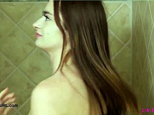 Cute teen 18+ takes a shower