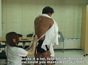 Japanese mistress performs foot worship and domination