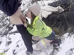 horny girlfriend takes deep public fucking