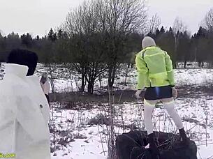 horny girlfriend takes deep public fucking