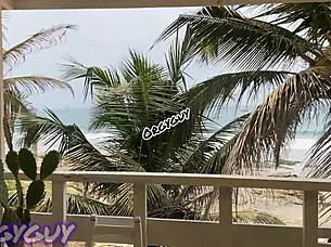 Ebony Wife Flashes at Beach House