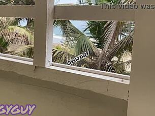 Ebony Wife Flashes at Beach House