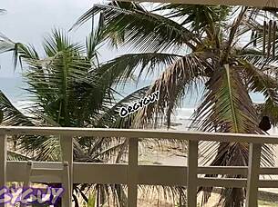 Ebony Wife Flashes at Beach House