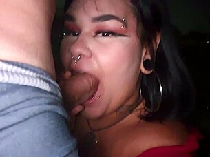 Is this chubby amateur teasing her pussy on the street?