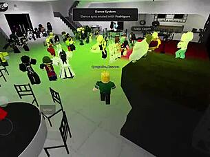 Dancing with naughty girls in the Roblox party room?
