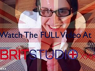 Sandy Simmers swallows cum from huge cock blowjob