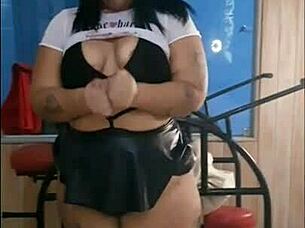 Is this chubby amateur teasing her pussy on the street?