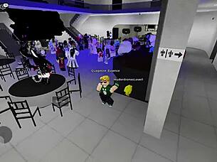 Dancing with naughty girls in the Roblox party room?