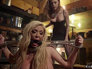 Gagged Bombshell Whipped In Lezdom Domination