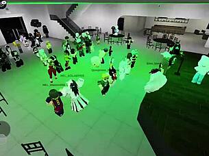 Dancing with naughty girls in the Roblox party room?
