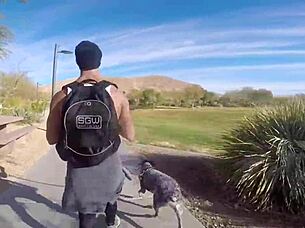 in a cave, she performs outdoor blowjob on monster cock, risking public exposure