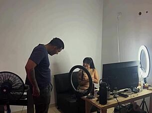 Stepsister caught on webcam by brother, agrees to sex for silence in public setting