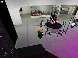 Dancing with naughty girls in the Roblox party room?