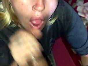 Blonde enjoys homemade fun with her friend