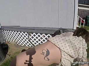 Upskirts Jeweled Anal Plug And Wet Pussy Of Model Brandi