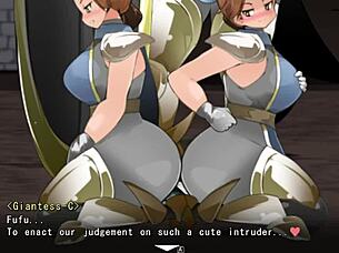 Yume-same in giantess defeat scene with face sitting