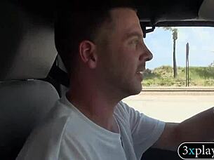 Sexy woman flashing tits and getting pounded in the car for cash 😏💦