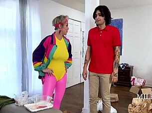 asian milf wont let young mans hardon go to waste at gym