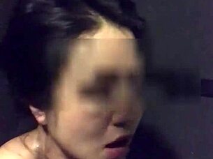 asian slut wife teasing with dildo in gym shower?