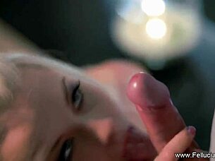 Slippery when wet: an erotic blowjob that leaves you breathless with this blonde mature MILF