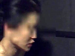 asian slut wife teasing with dildo in gym shower?