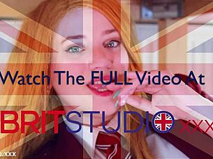 Victoria Greene sucking cock and getting her uniform drenched in cum at the milking table