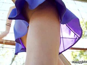 Upskirts Jeweled Anal Plug And Wet Pussy Of Model Brandi