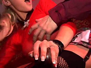 blonde in leather outfit kneels and fucks priest during confession