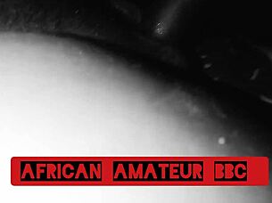 Ebony couple enjoys intimate moments with a big partner