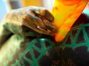 sexy fishnets highheels stocking solo play with xl dildo