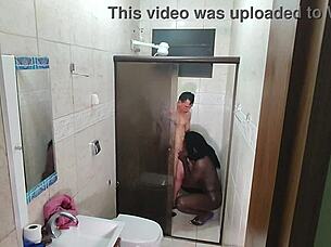 Hidden Camera Catches Latina Amateur Giving Blowjob And Creampie To Young Interracial Guy