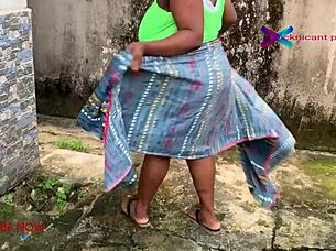 Gateman watches horny cheating wife as she dry her hubby clothes she later got fucked subcribe 😏