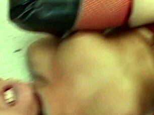 Slutty brunette in heels screams during rough sex orgasm