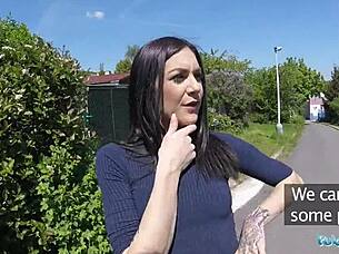 Amazing sexy ass rides big cock in public place