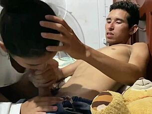 Colombian Trans Stepsister Gets Tits Milked