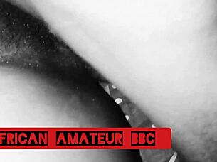 Ebony couple enjoys intimate moments with a big partner