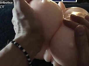 relaxing breast massage with silicone toys