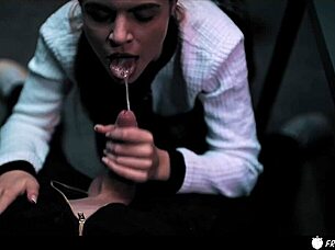 redhead in sex escape room as doll