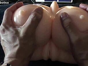 relaxing breast massage with silicone toys